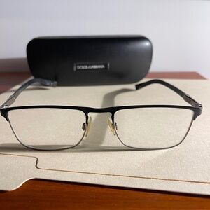 Dolce & Gabbana Black Metal Men's Eyeglass Frames & Case- Italy